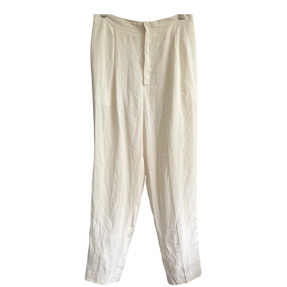 Vintage‎ Jacqueline Ferrar Ivory Cream Silk Trousers Pants 12P
